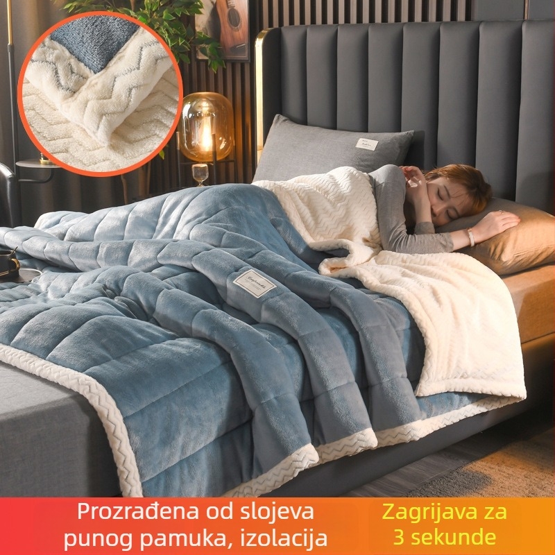 Poliesterska pliš deka, tri sloja quilt, sve sezone, prugasti uzorak
