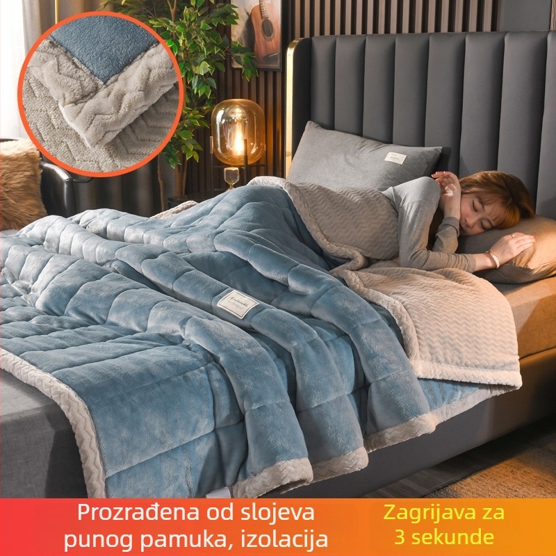 Poliesterska pliš deka, tri sloja quilt, sve sezone, prugasti uzorak