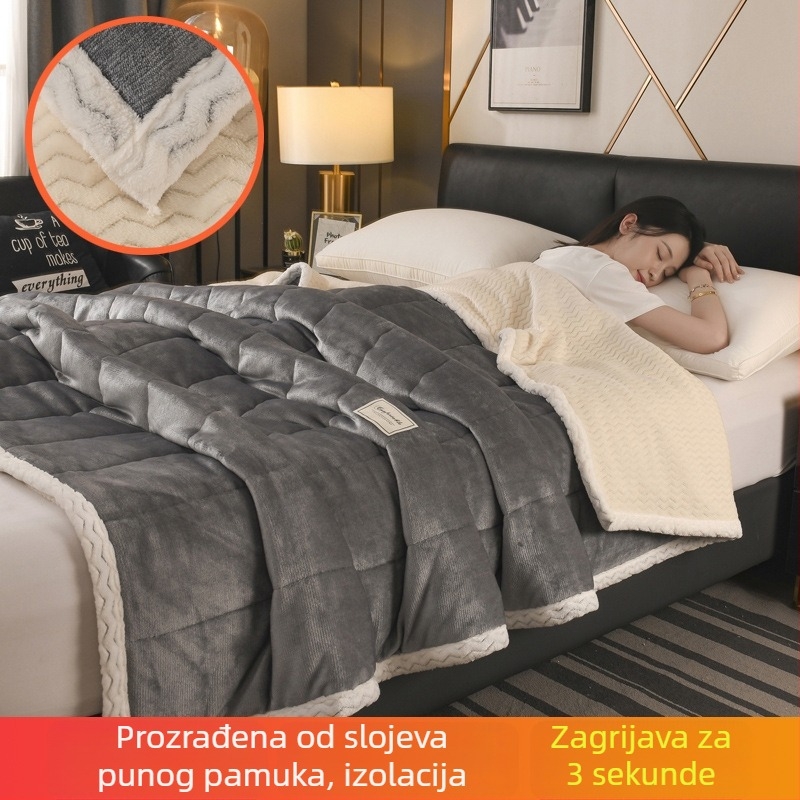 Poliesterska pliš deka, tri sloja quilt, sve sezone, prugasti uzorak