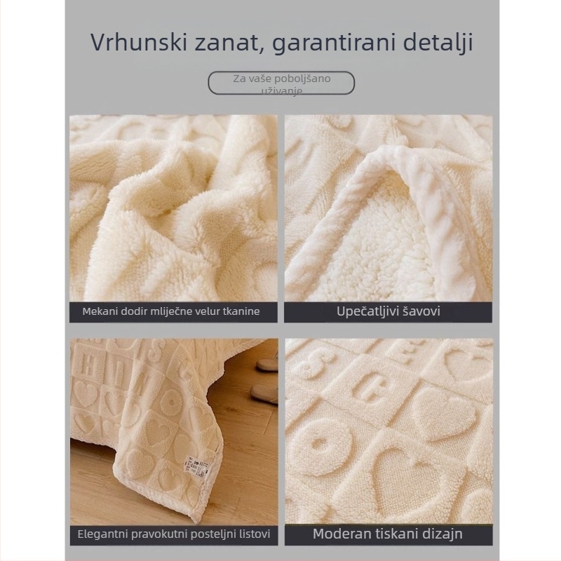 Deka od ovčjeg fleeca za zimu, debela i topla; pogodna za klimatizirane prostore, odmor u uredu, prekrivač za kauč i za krevet.