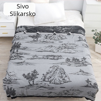 Pled od bambusovih vlakana s geometrijskim uzorkom, ljetna lagana deka, reaktivno bojanje, težina ispod 1 kg