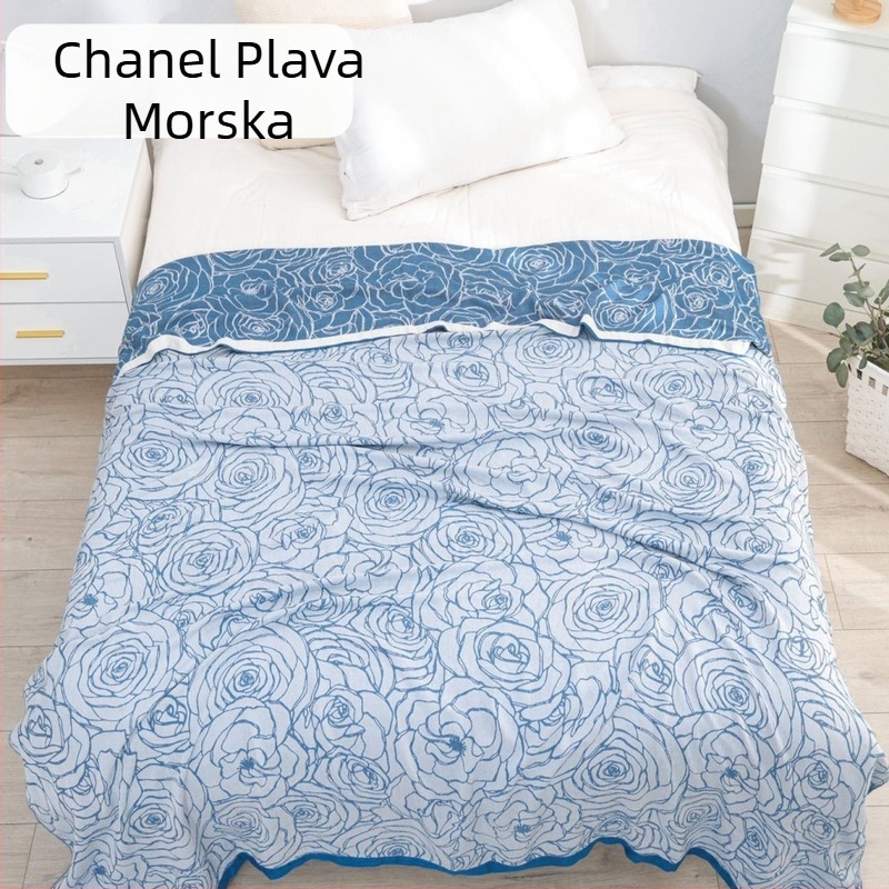 Pled od bambusovih vlakana s geometrijskim uzorkom, ljetna lagana deka, reaktivno bojanje, težina ispod 1 kg