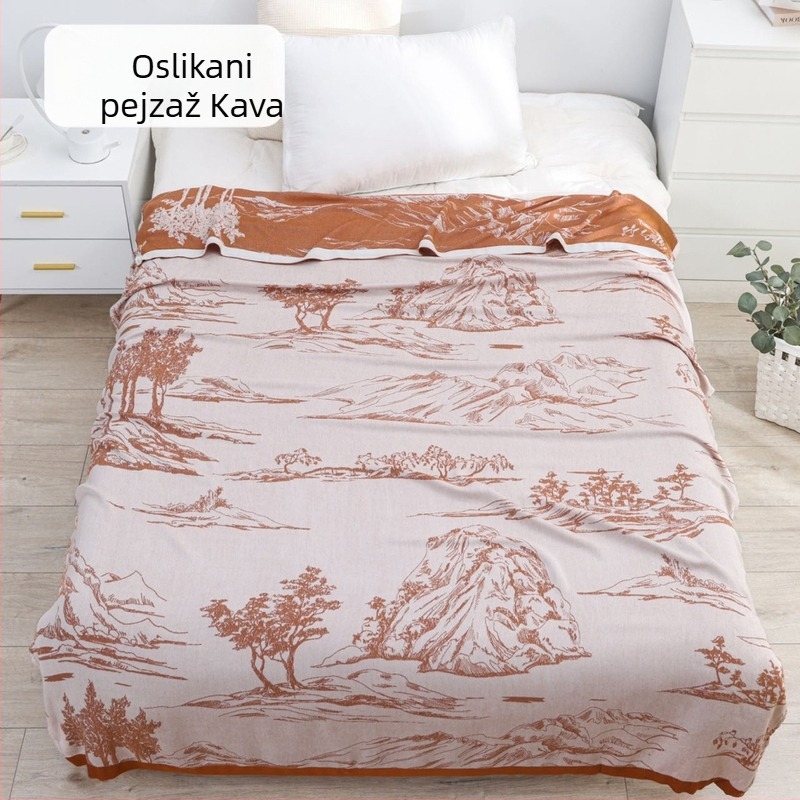 Pled od bambusovih vlakana s geometrijskim uzorkom, ljetna lagana deka, reaktivno bojanje, težina ispod 1 kg
