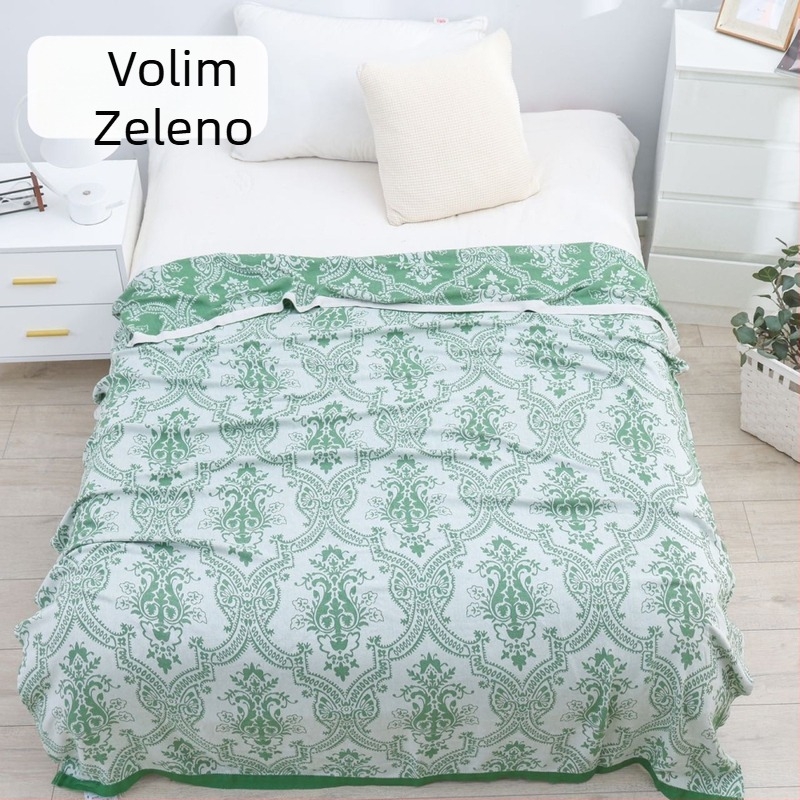 Pled od bambusovih vlakana s geometrijskim uzorkom, ljetna lagana deka, reaktivno bojanje, težina ispod 1 kg