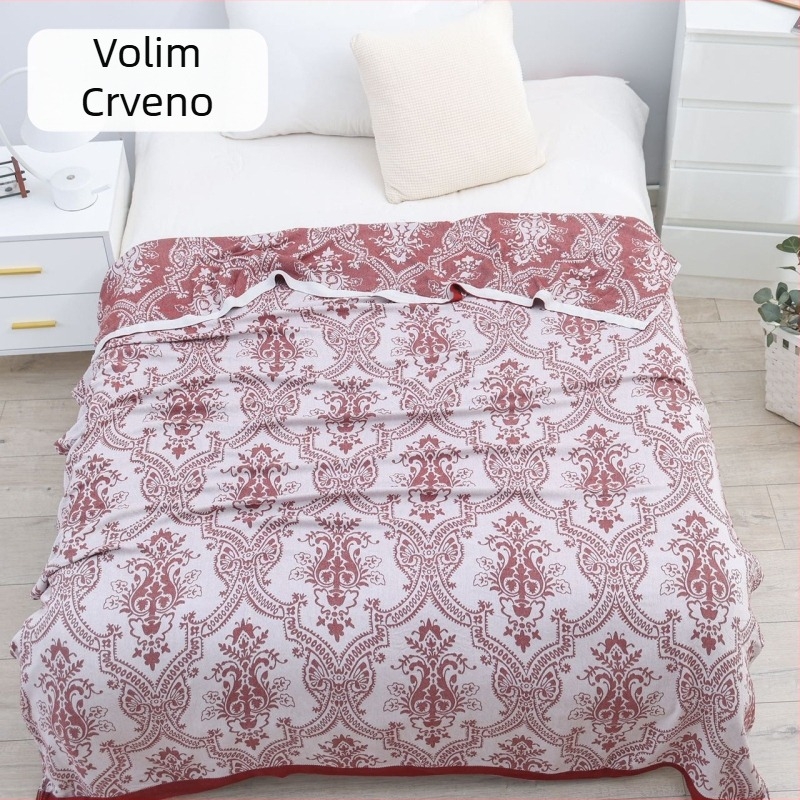 Pled od bambusovih vlakana s geometrijskim uzorkom, ljetna lagana deka, reaktivno bojanje, težina ispod 1 kg