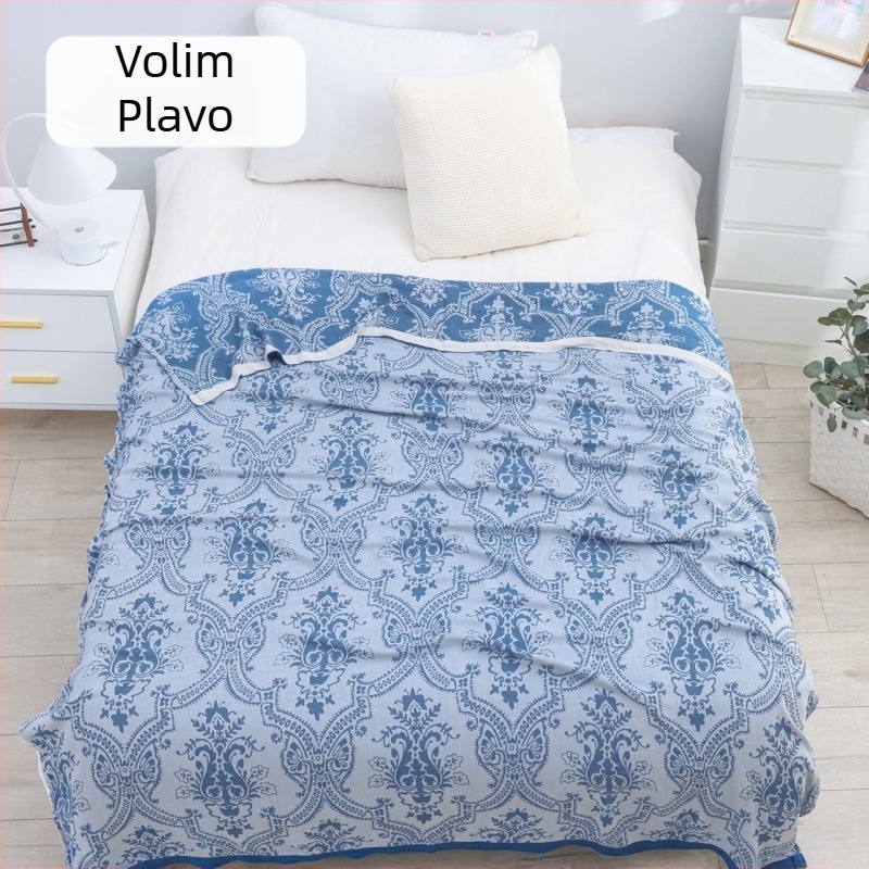 Pled od bambusovih vlakana s geometrijskim uzorkom, ljetna lagana deka, reaktivno bojanje, težina ispod 1 kg
