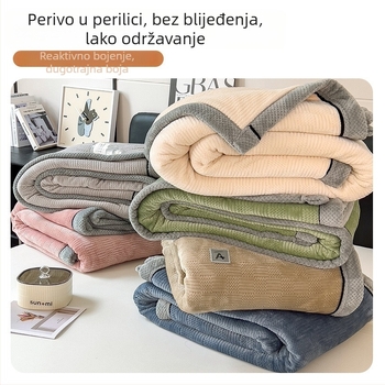 Pokriva od mliječnog velura, pletena, dvostruke debljine, debela, za odmor, za automobil, šal