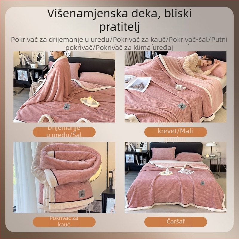 Pokriva od mliječnog velura, pletena, dvostruke debljine, debela, za odmor, za automobil, šal