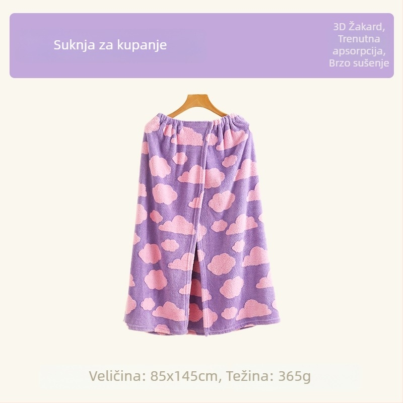 Četverodjelni set za parove: kućne ogrtače i ručnike od koralnog flisa s jacquard uzorkom oblaka