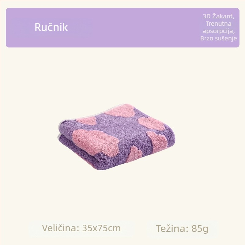 Četverodjelni set za parove: kućne ogrtače i ručnike od koralnog flisa s jacquard uzorkom oblaka