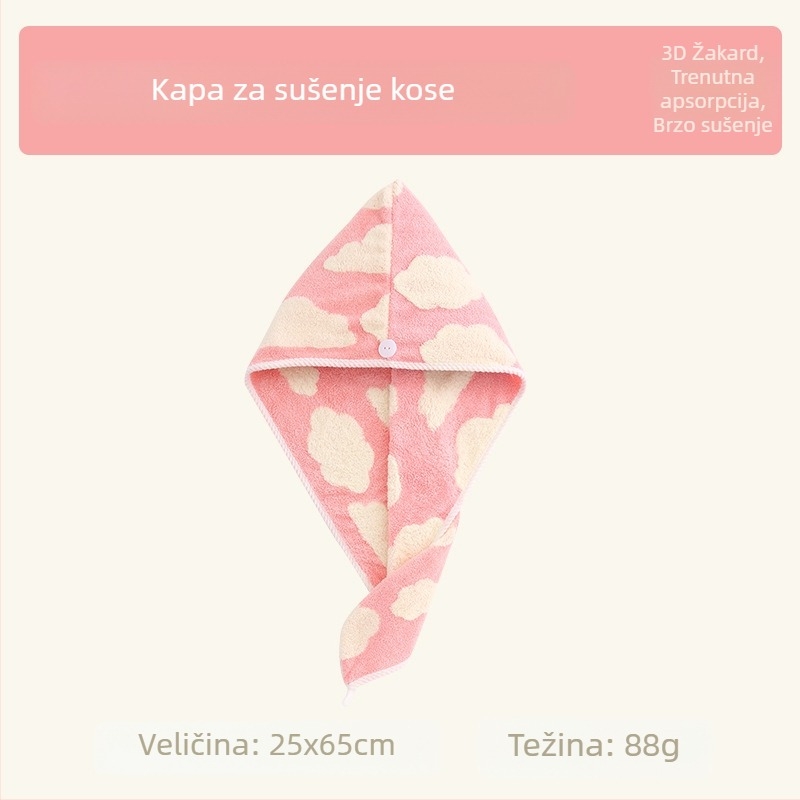 Četverodjelni set za parove: kućne ogrtače i ručnike od koralnog flisa s jacquard uzorkom oblaka