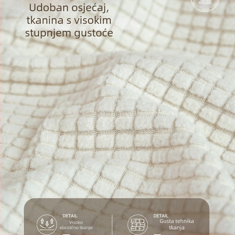 Zakrivljeni pokrivač za stolicu s naslonima – izdržljivo poliester tkanina, jednostavan i moderan stil, četvrtasti oblik, mrežasti uzorak