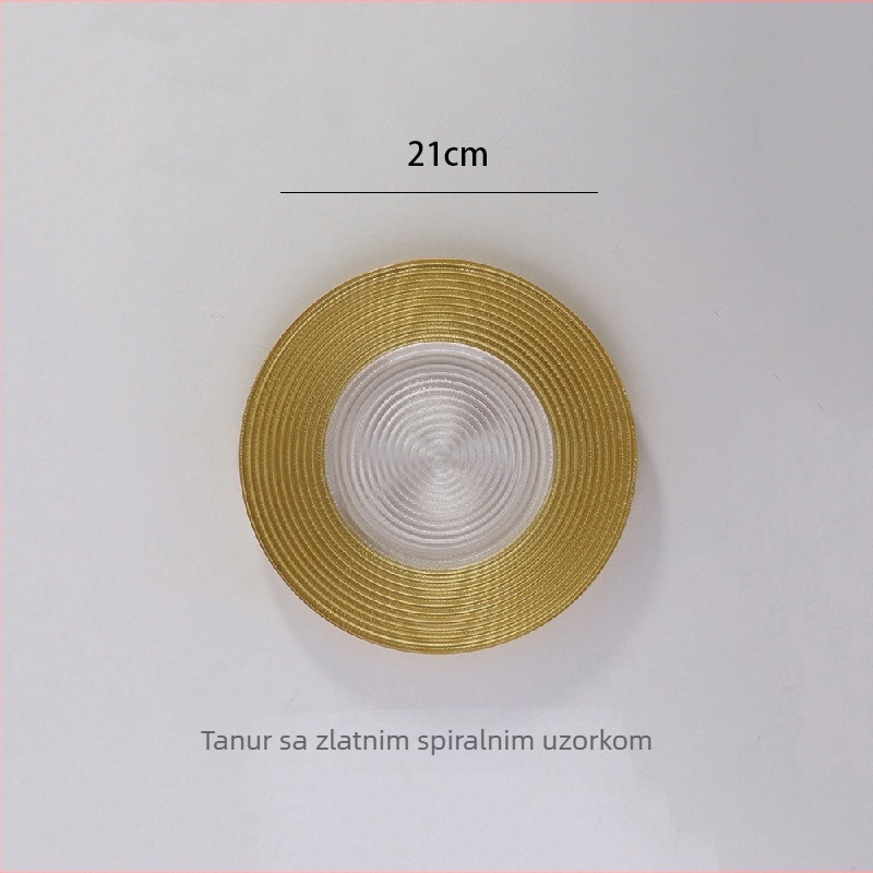 Staklena ploča u europskom stilu s metalnim rubom, okrugla, elektroplatirana površina, hotelska dekoracija