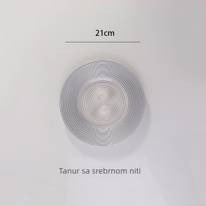 Staklena ploča u europskom stilu s metalnim rubom, okrugla, elektroplatirana površina, hotelska dekoracija