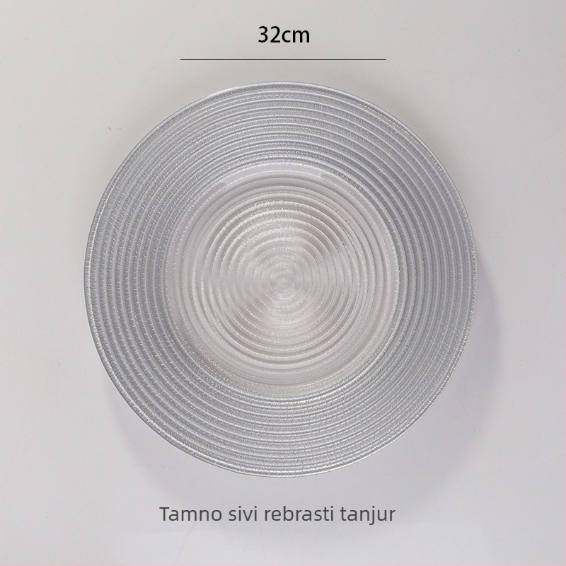 Staklena ploča u europskom stilu s metalnim rubom, okrugla, elektroplatirana površina, hotelska dekoracija