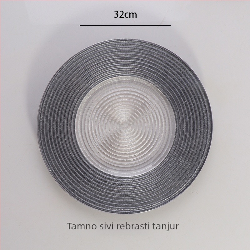 Staklena ploča u europskom stilu s metalnim rubom, okrugla, elektroplatirana površina, hotelska dekoracija