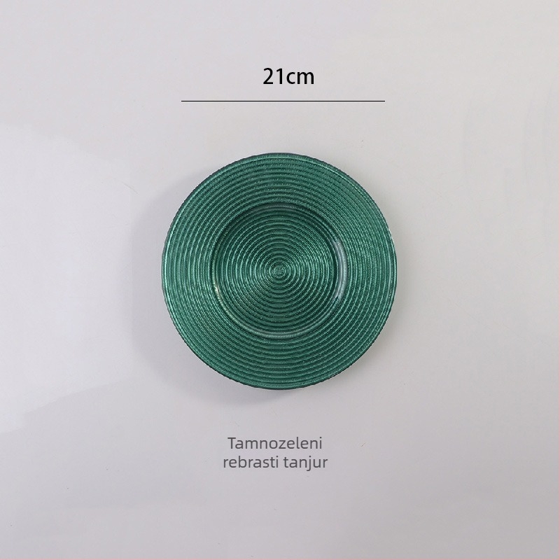 Staklena ploča u europskom stilu s metalnim rubom, okrugla, elektroplatirana površina, hotelska dekoracija