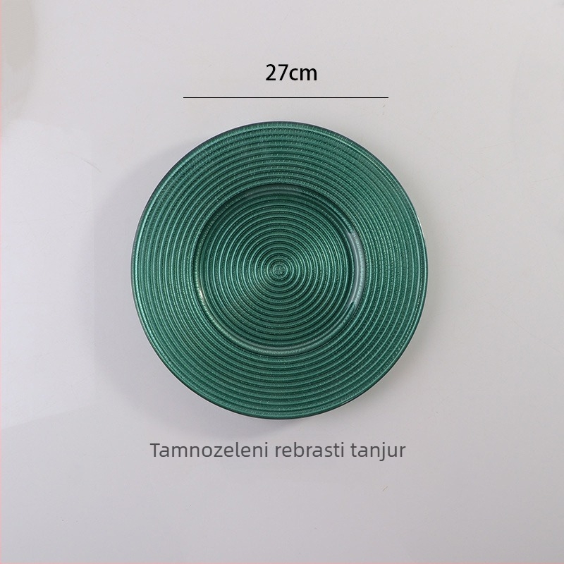 Staklena ploča u europskom stilu s metalnim rubom, okrugla, elektroplatirana površina, hotelska dekoracija