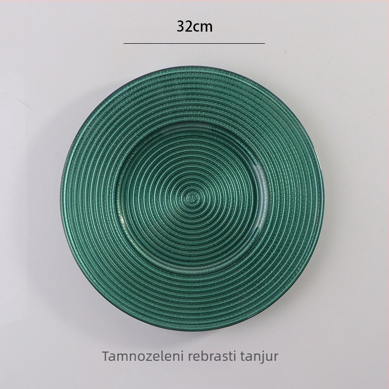 Staklena ploča u europskom stilu s metalnim rubom, okrugla, elektroplatirana površina, hotelska dekoracija