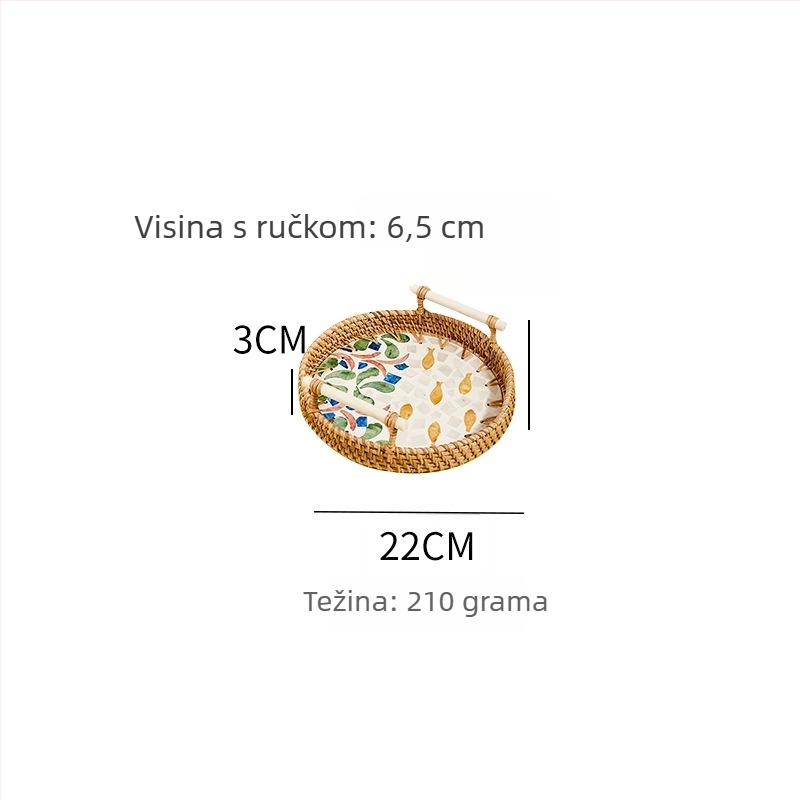Pleten tanjur za voće, materijal: drugi, jednostavan stil, lagani luksuzni retro, izdanje ljeto 2021