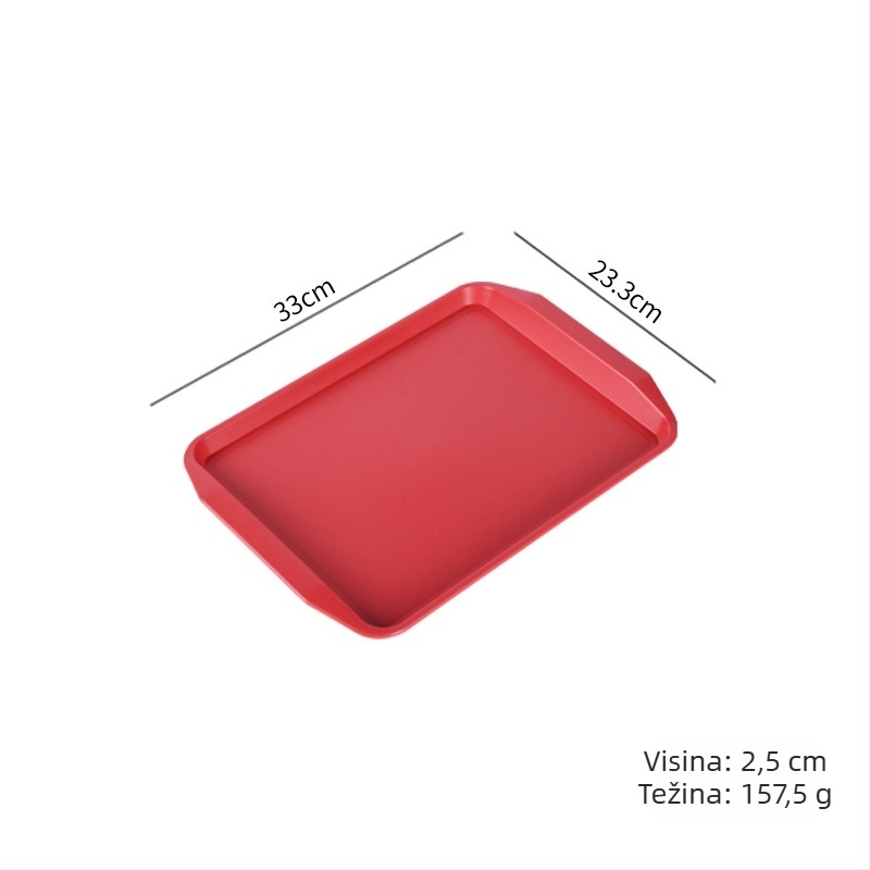 Plastični pravokutni pladanj za posluživanje s dvostrukim ručkama za hotele i restorane, moderni minimalistički stil, tisak logotipa (Materijal: Plastika; Oblik: Pravokutnik; Stil: Moderni minimalistički; Tisak logotipa: Da)