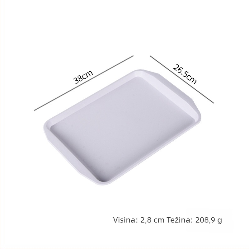 Plastični pravokutni pladanj za posluživanje s dvostrukim ručkama za hotele i restorane, moderni minimalistički stil, tisak logotipa (Materijal: Plastika; Oblik: Pravokutnik; Stil: Moderni minimalistički; Tisak logotipa: Da)