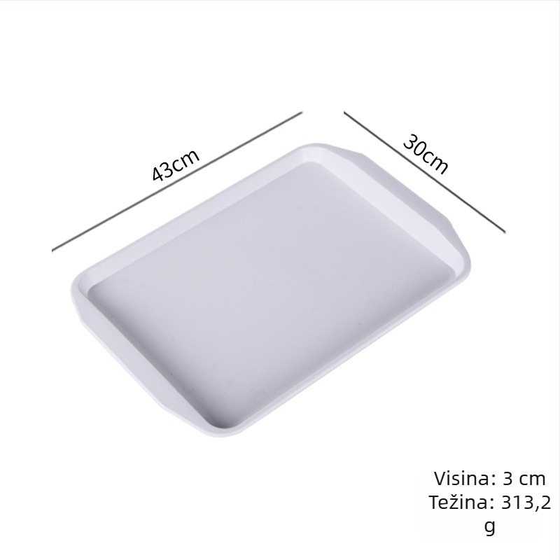 Plastični pravokutni pladanj za posluživanje s dvostrukim ručkama za hotele i restorane, moderni minimalistički stil, tisak logotipa (Materijal: Plastika; Oblik: Pravokutnik; Stil: Moderni minimalistički; Tisak logotipa: Da)