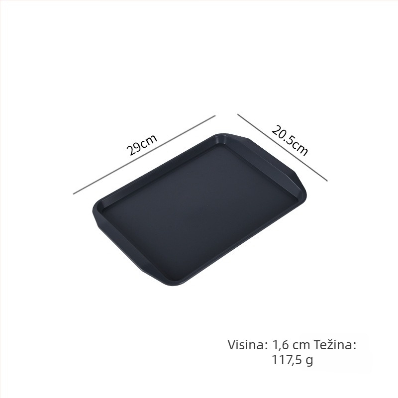 Plastični pravokutni pladanj za posluživanje s dvostrukim ručkama za hotele i restorane, moderni minimalistički stil, tisak logotipa (Materijal: Plastika; Oblik: Pravokutnik; Stil: Moderni minimalistički; Tisak logotipa: Da)