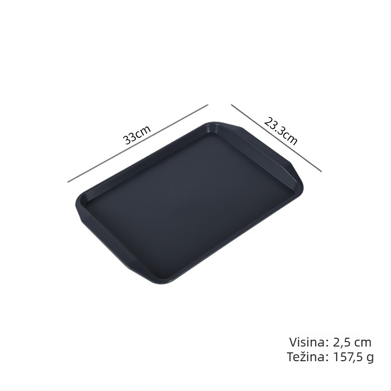 Plastični pravokutni pladanj za posluživanje s dvostrukim ručkama za hotele i restorane, moderni minimalistički stil, tisak logotipa (Materijal: Plastika; Oblik: Pravokutnik; Stil: Moderni minimalistički; Tisak logotipa: Da)