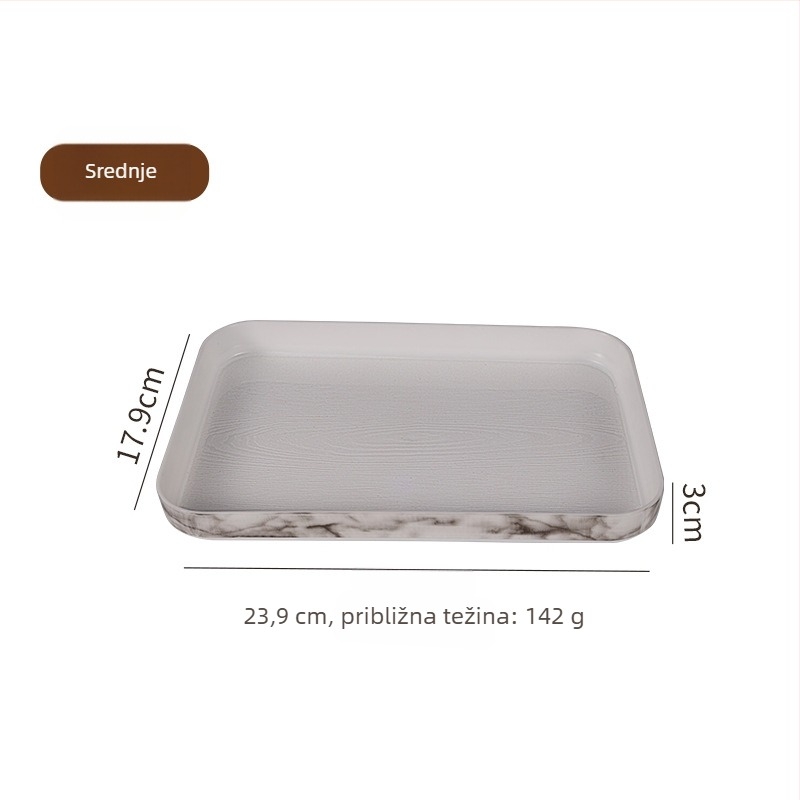 Posuda za posluživanje, PP plastika s drvenim uzorkom i mramornim uzorkom; moguć otisak logotipa; prilagodba; moderni nordijski stil; serija Wood Grain Pallet