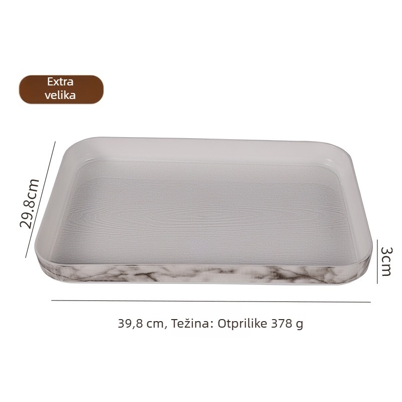 Posuda za posluživanje, PP plastika s drvenim uzorkom i mramornim uzorkom; moguć otisak logotipa; prilagodba; moderni nordijski stil; serija Wood Grain Pallet