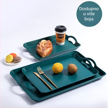 Tanjur za posluživanje u japanskom stilu s drvenim uzorkom, pravokutni plastični tanjur, zaštita od opeklina, moguć tisk logotipa