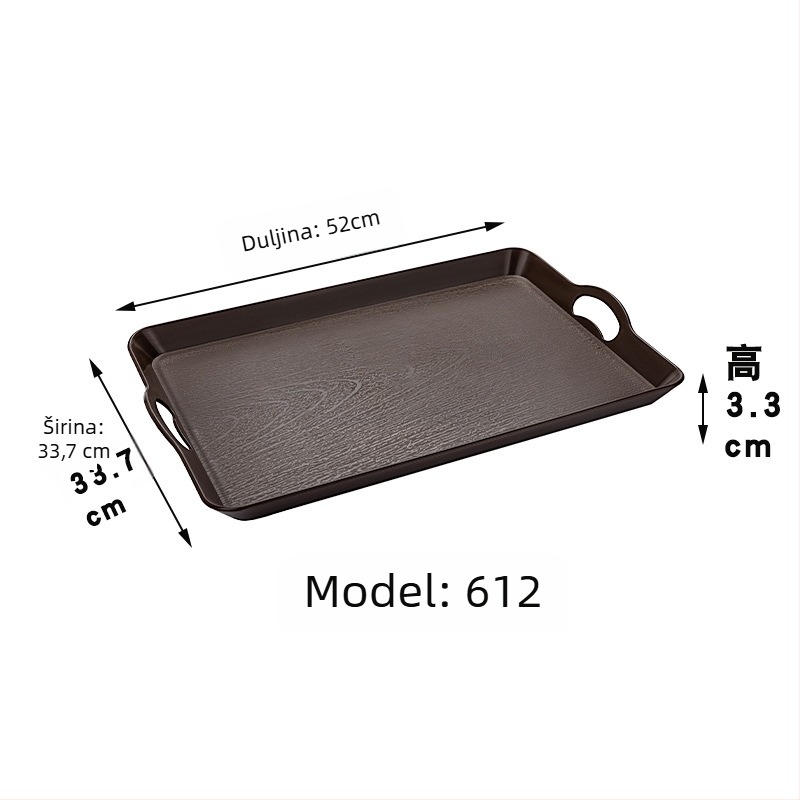 Tanjur za posluživanje u japanskom stilu s drvenim uzorkom, pravokutni plastični tanjur, zaštita od opeklina, moguć tisk logotipa