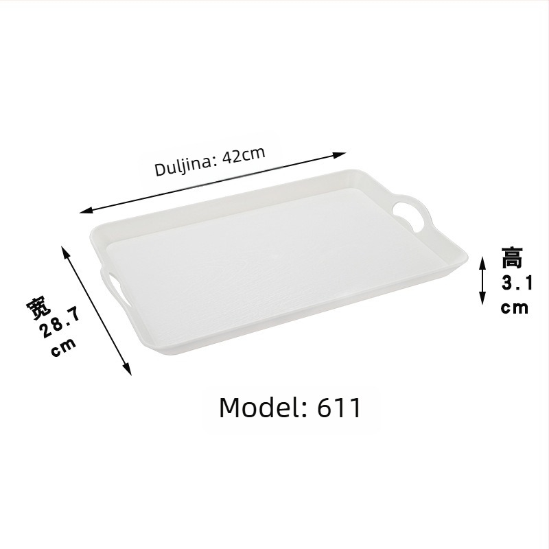 Tanjur za posluživanje u japanskom stilu s drvenim uzorkom, pravokutni plastični tanjur, zaštita od opeklina, moguć tisk logotipa