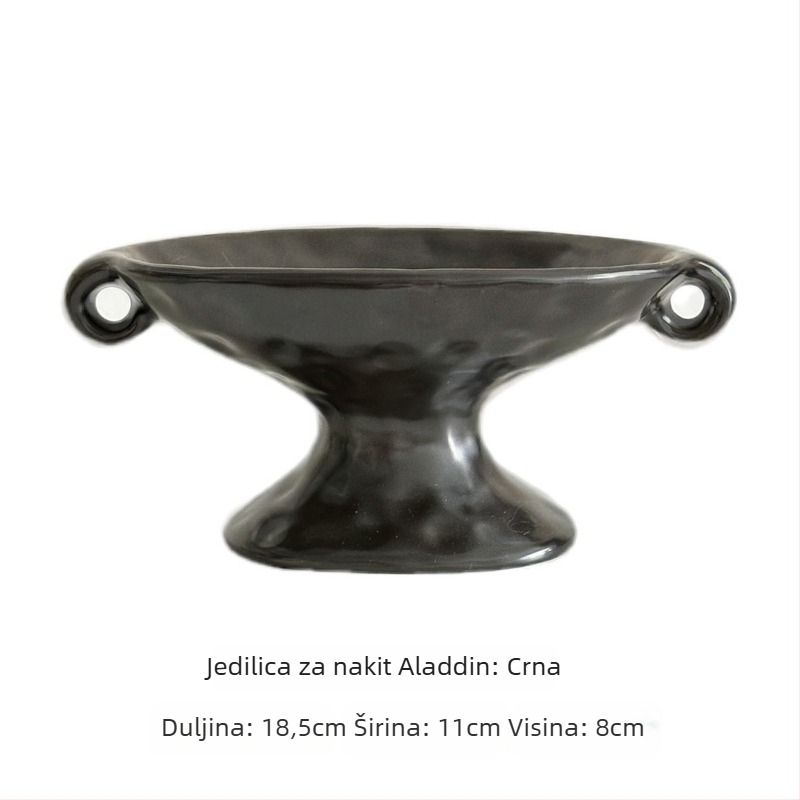 Keramički pladanj za aromaterapiju s dvostrukim ručkama, vintage-retro stil, za ulaz i ukrase na stolnom prostoru