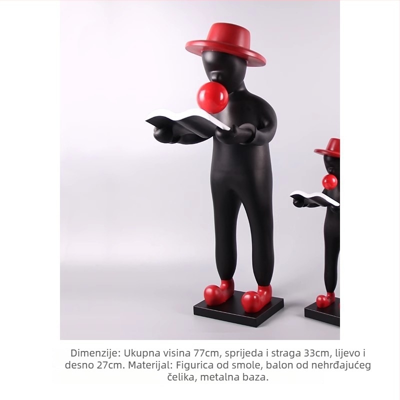 Sjedena skulptura od smole: dječak drži balone i puše mjehuriće, jednostavan i moderan stil; Materijal: smola + nehrđajući čelik; Zanat: Drugo; Poklon: Osobni poklon