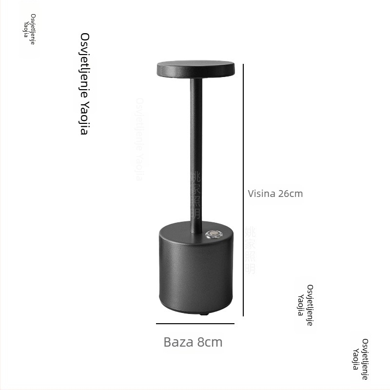 Stolna lampa u I-oblika s metalnim sjenilom, gumb prekidač, ugrađena baterija, napon ≤36V, marka Yao family