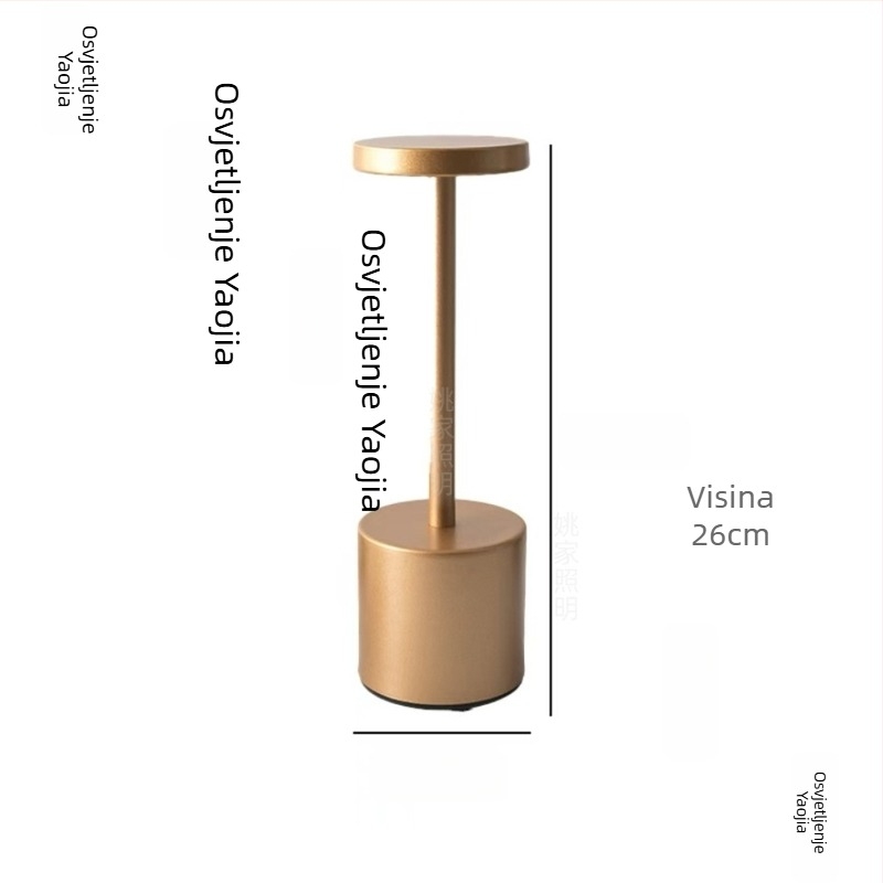 Stolna lampa u I-oblika s metalnim sjenilom, gumb prekidač, ugrađena baterija, napon ≤36V, marka Yao family