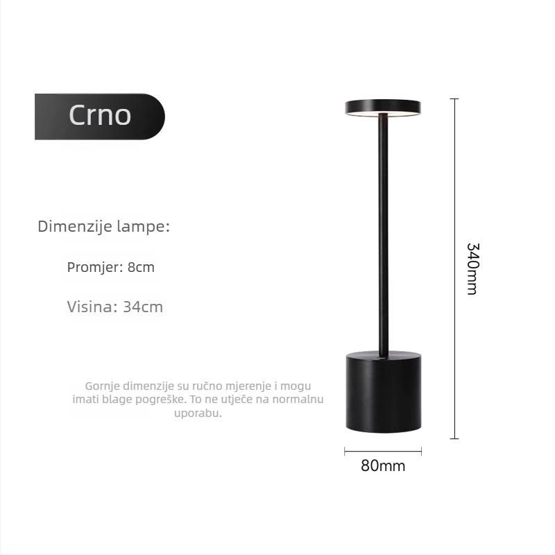 Stolna lampa u I-oblika s metalnim sjenilom, gumb prekidač, ugrađena baterija, napon ≤36V, marka Yao family