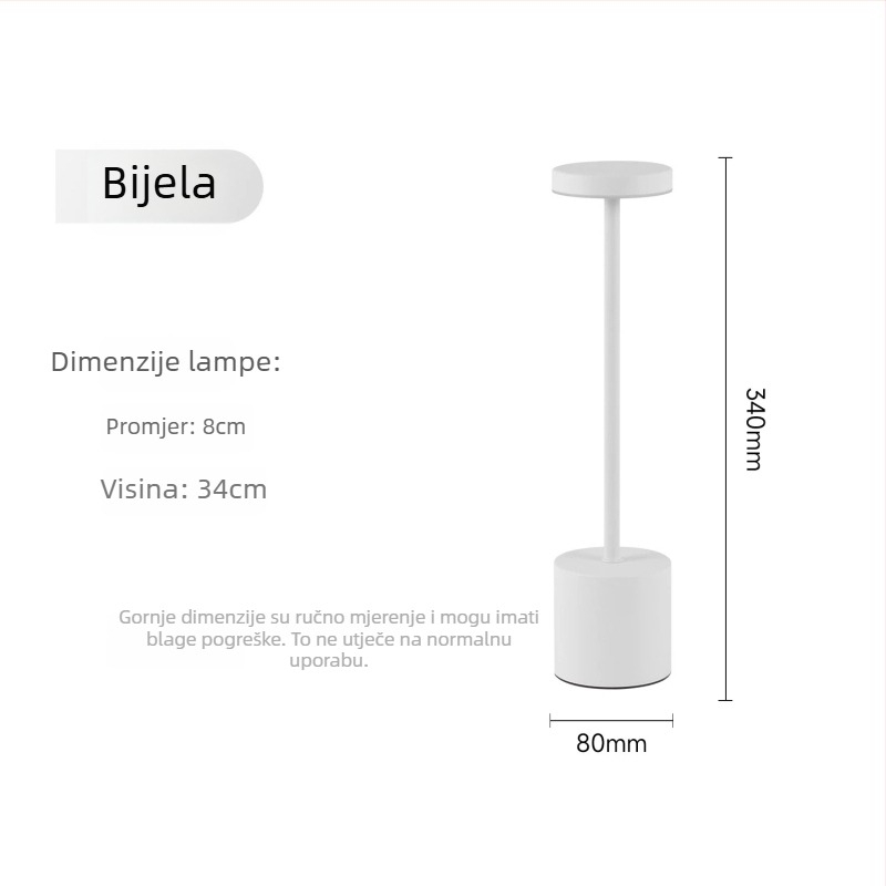 Stolna lampa u I-oblika s metalnim sjenilom, gumb prekidač, ugrađena baterija, napon ≤36V, marka Yao family