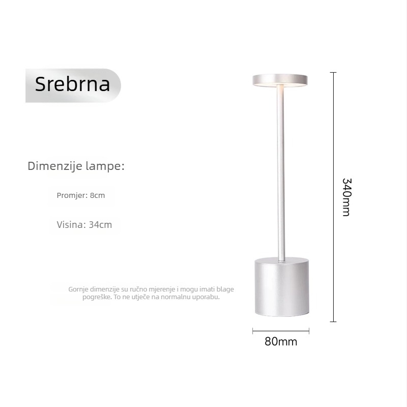 Stolna lampa u I-oblika s metalnim sjenilom, gumb prekidač, ugrađena baterija, napon ≤36V, marka Yao family