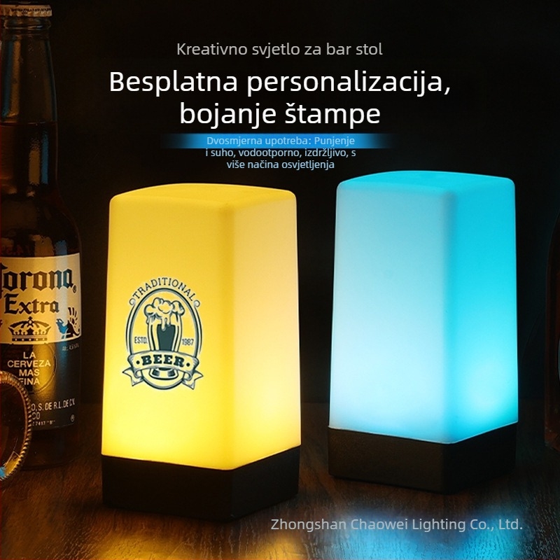 LED punjiva noćna lampica za stol, kvadratni model HT-TD1W020, plastični držač, moderni minimalistički stil, OEM logotip