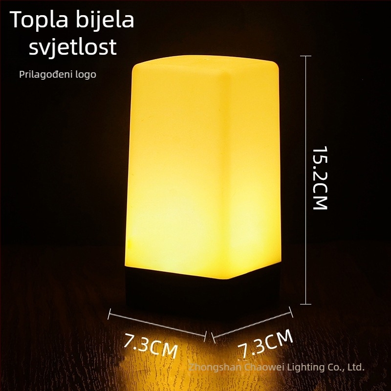 LED punjiva noćna lampica za stol, kvadratni model HT-TD1W020, plastični držač, moderni minimalistički stil, OEM logotip