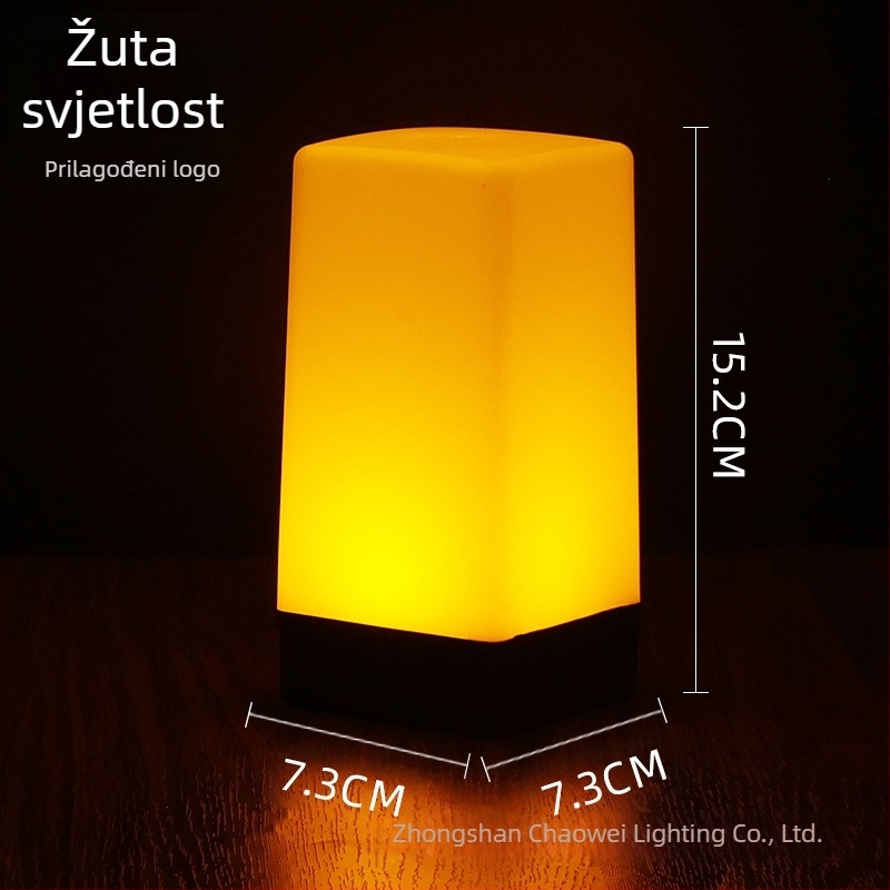 LED punjiva noćna lampica za stol, kvadratni model HT-TD1W020, plastični držač, moderni minimalistički stil, OEM logotip