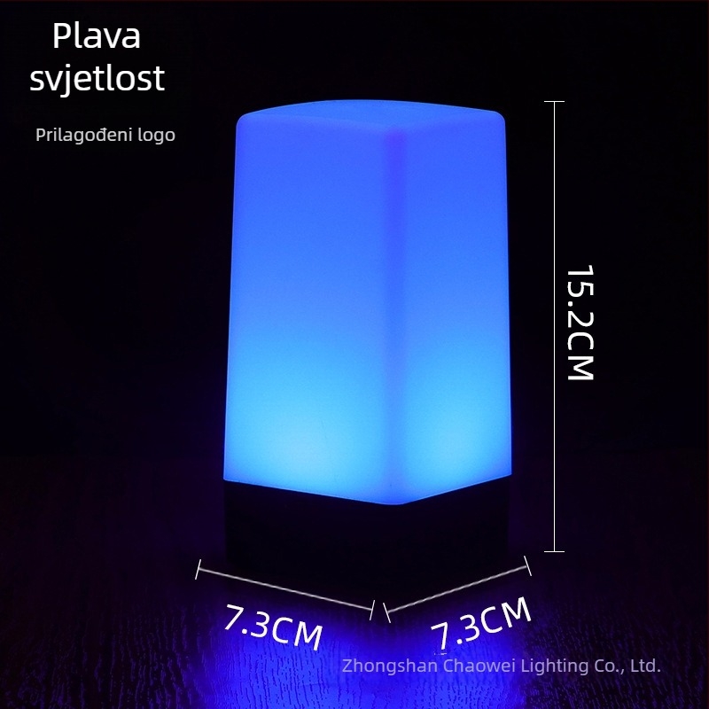 LED punjiva noćna lampica za stol, kvadratni model HT-TD1W020, plastični držač, moderni minimalistički stil, OEM logotip
