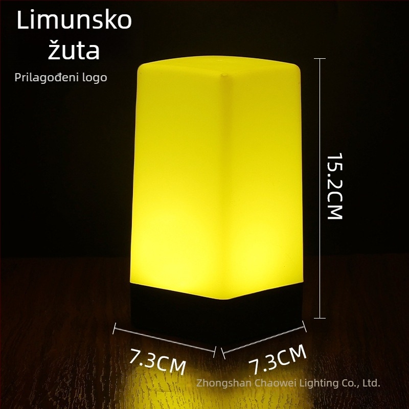 LED punjiva noćna lampica za stol, kvadratni model HT-TD1W020, plastični držač, moderni minimalistički stil, OEM logotip