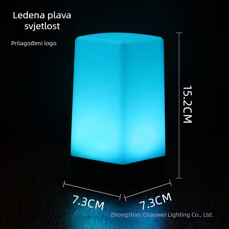 LED punjiva noćna lampica za stol, kvadratni model HT-TD1W020, plastični držač, moderni minimalistički stil, OEM logotip