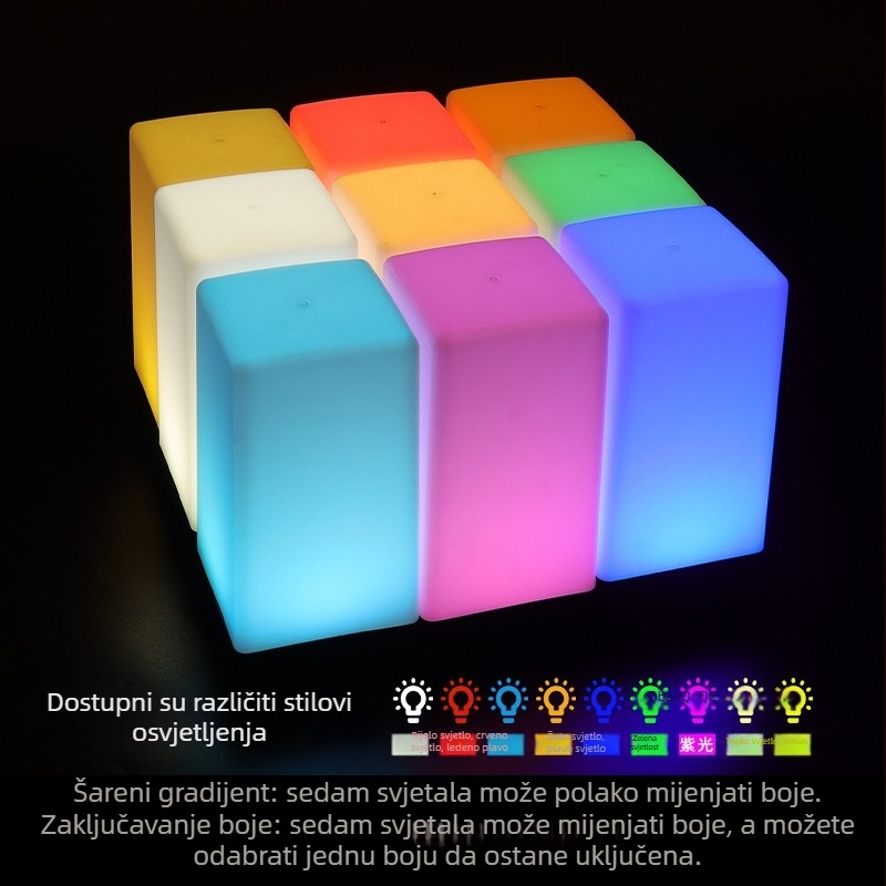 LED punjiva noćna lampica za stol, kvadratni model HT-TD1W020, plastični držač, moderni minimalistički stil, OEM logotip