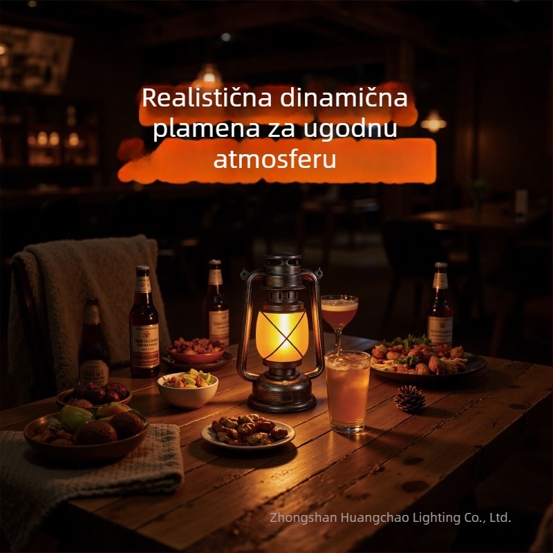 Bar stolna lampa s dizajnom retro fenjera, plastično kućište, model HT-TD1W291, ≤36V, noćna svjetlost, atmosfersko osvjetljenje, DIY ukrasi