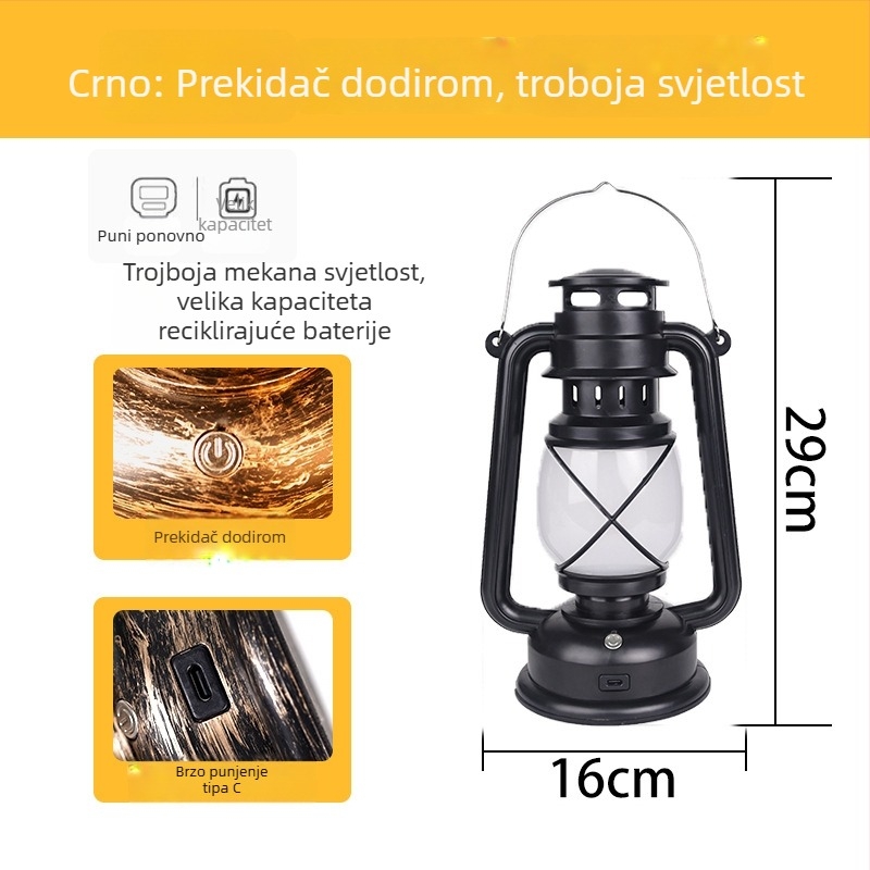 Bar stolna lampa s dizajnom retro fenjera, plastično kućište, model HT-TD1W291, ≤36V, noćna svjetlost, atmosfersko osvjetljenje, DIY ukrasi